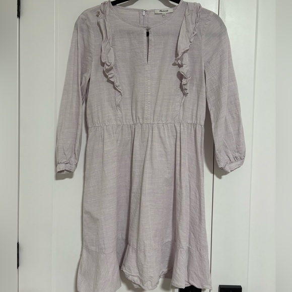 Madewell Ruffle Shoulder Mini Dress Lavender Heather Botanical Size 00 - Picture 1 of 7